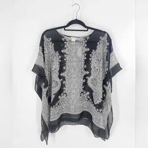 Talbots Elegant Black and Gray Blouse